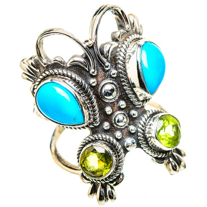 Large Sleeping Beauty Turquoise, Peridot Ring Size 7.75 (925 Sterling Silver) RING136958