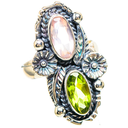 Rose Quartz, Peridot 925 Sterling Silver Ring Size 6.25 (925 Sterling Silver) RING137259