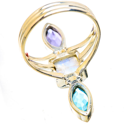 Large Rainbow Moonstone, Blue Topaz, Tanzanite Ring Size 10 (925 Sterling Silver) RING135991