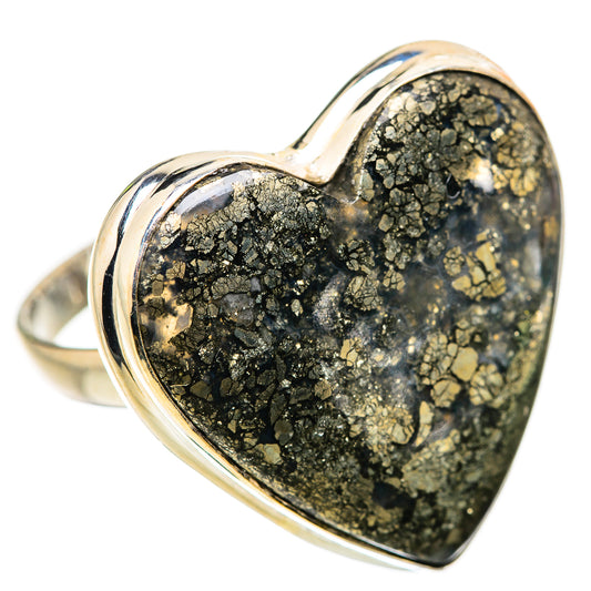 Large Pyrite In Black Onyx Ring Size 12.75 (925 Sterling Silver) RING135745