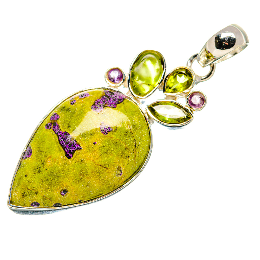 Atlantisite, Peridot, Amethyst Pendant 2 1/4" (925 Sterling Silver) PD36328