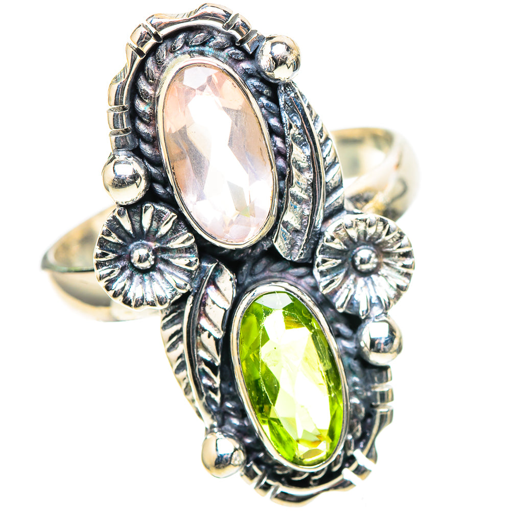 Rose Quartz, Peridot 925 Sterling Silver Ring Size 9.75 (925 Sterling Silver) RING137472