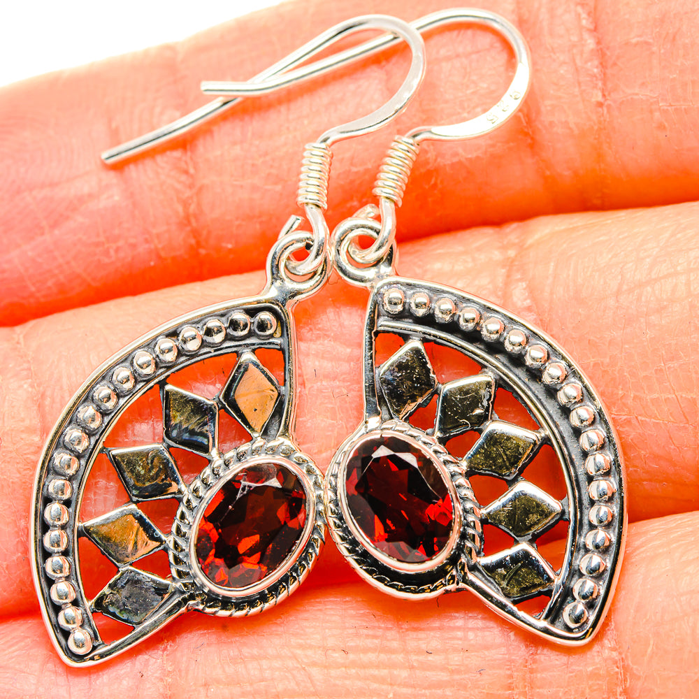 Garnet Earrings 1 1/2" (925 Sterling Silver) EARR431513