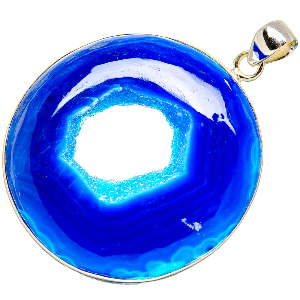 Blue Geode Slice Pendant 2 1/4" (925 Sterling Silver) PD36889