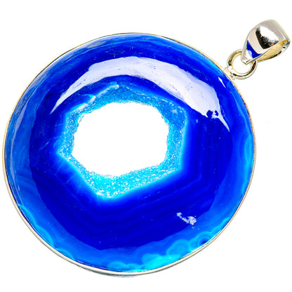 Blue Geode Slice Pendant 2 1/4" (925 Sterling Silver) PD36889