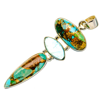 Kingman Mohave Turquoise, Aquamarine Pendant 2 1/4"  (925 Sterling Silver) PD37190