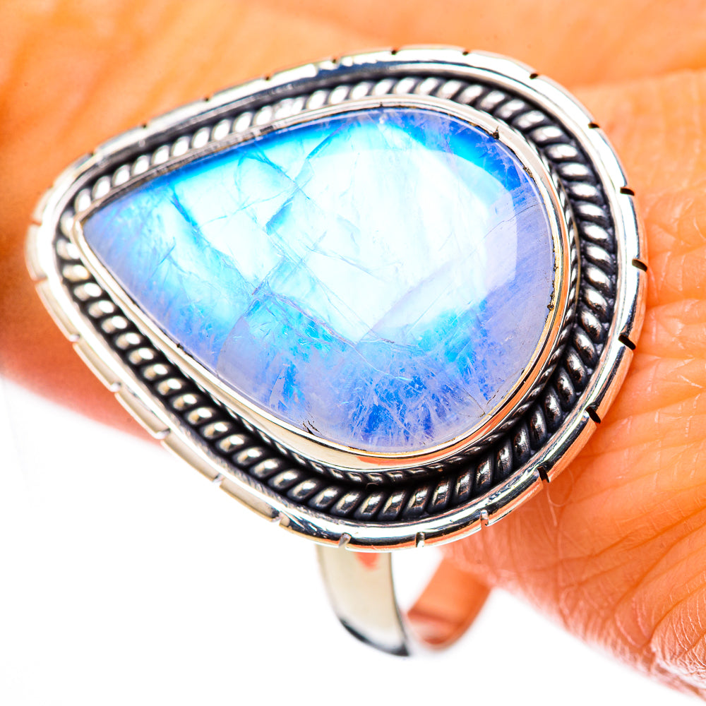 Large Rainbow Moonstone Ring Size 13.25 (925 Sterling Silver) RING135725