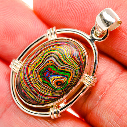 Rainbow Calsilica Pendant 1 1/2" (925 Sterling Silver) PD37469