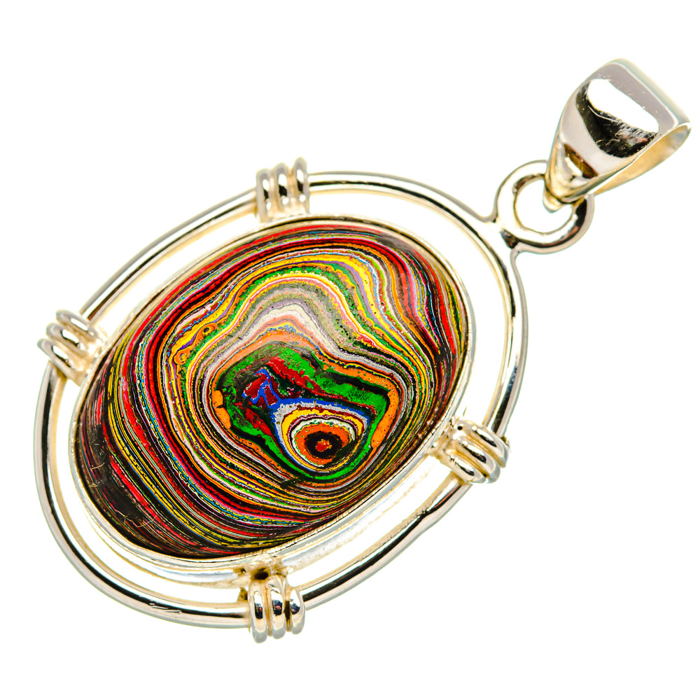 Rainbow Calsilica Pendant 1 1/2" (925 Sterling Silver) PD37469