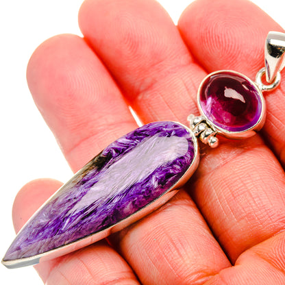 Charoite, Amethyst Pendant 2 7/8" (925 Sterling Silver) PD37598