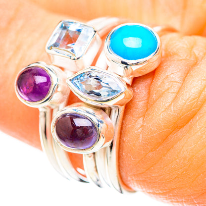 Larimar, Amethyst, Blue Topaz, Tanzanite Ring Size 6 (925 Sterling Silver) RING137021