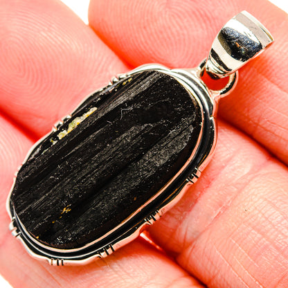 Black Tourmaline Pendant 1 3/4" (925 Sterling Silver) PD36322