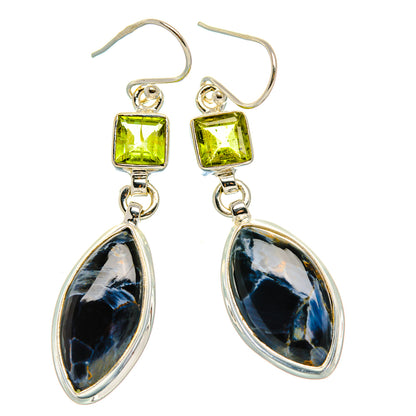Pietersite, Peridot Earrings 2"  (925 Sterling Silver) EARR431671