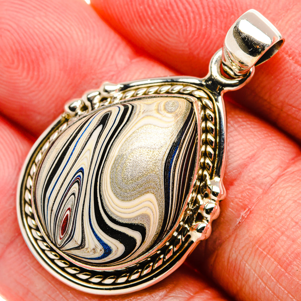 Fordite Pendant 1 1/2" (925 Sterling Silver) PD37579