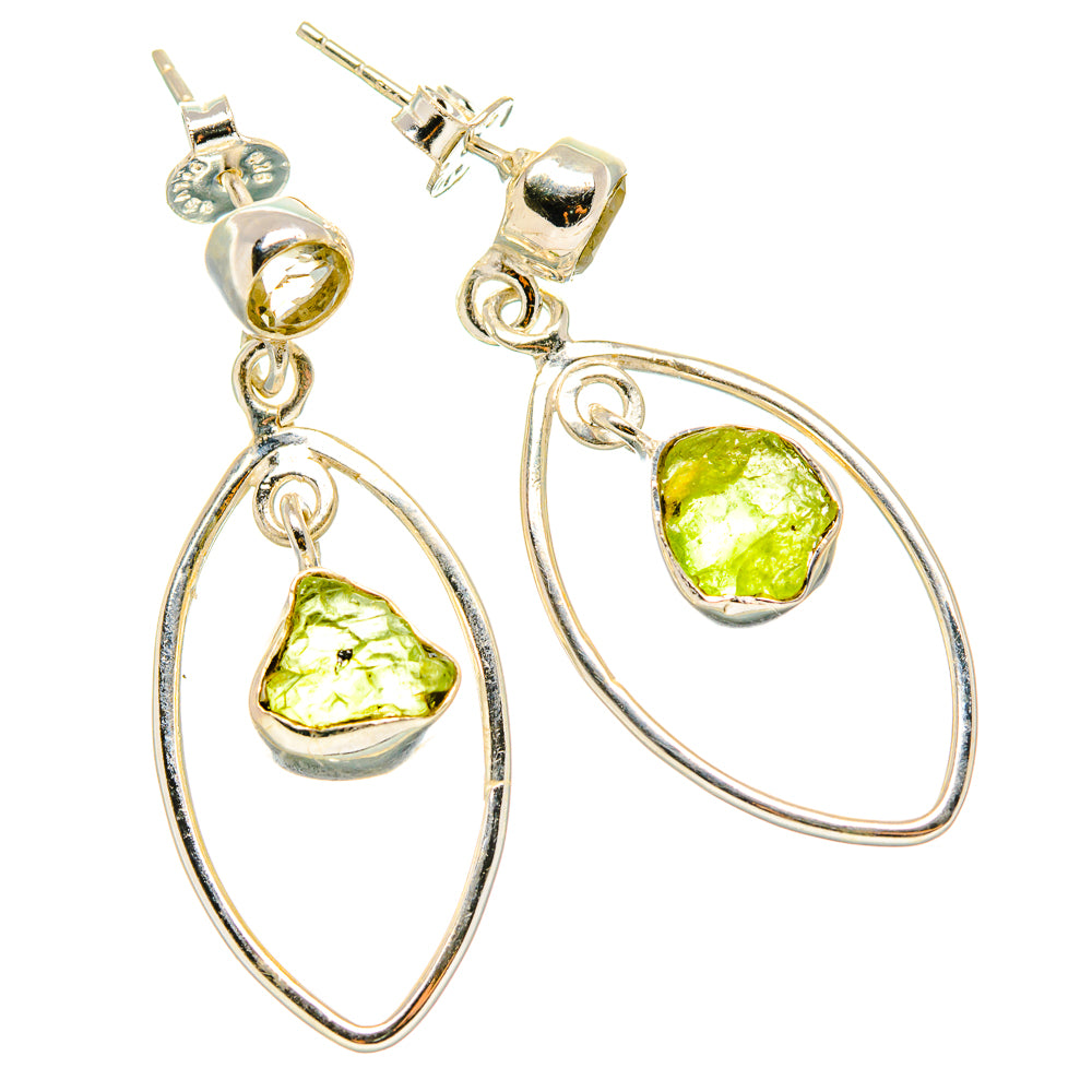 Rough Peridot Earrings 1 1/2" (925 Sterling Silver) EARR431496