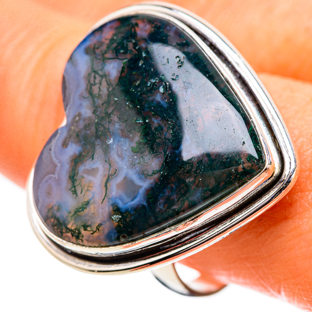 Large Green Moss Agate Ring Size 10 (925 Sterling Silver) RING135353