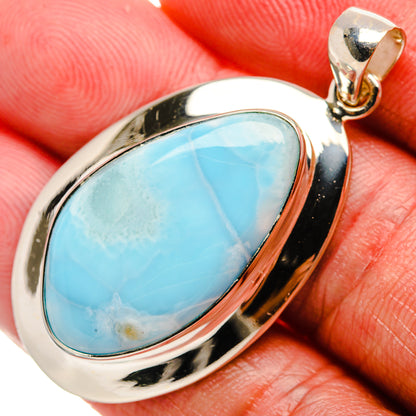 Larimar 925 Sterling Silver Pendant 1 3/4" (925 Sterling Silver) PD37623