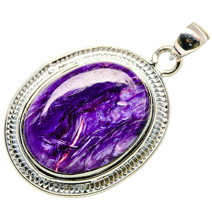 Charoite Pendant 1 3/4" (925 Sterling Silver) PD36362