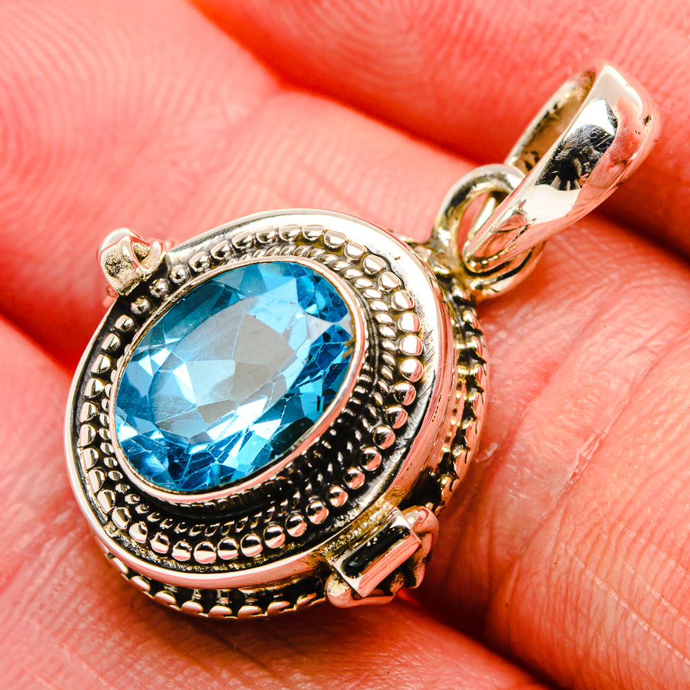 Poison Blue Topaz Pendant 1 1/4" (925 Sterling Silver) PD37603