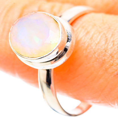 Ethiopian opal 925 sterling silver ring, round bezel, size 11.75