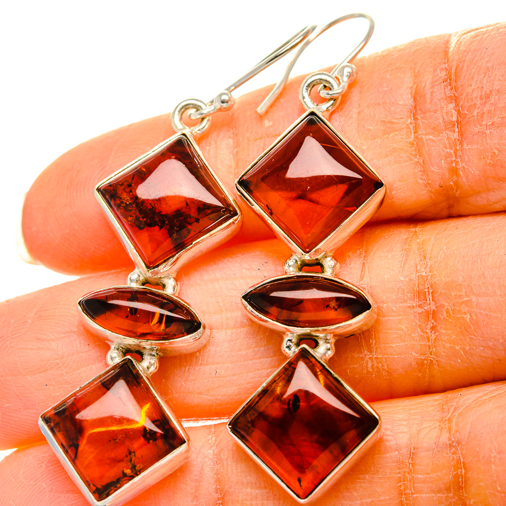 Baltic Amber Earrings 2 1/4" (925 Sterling Silver) EARR431769