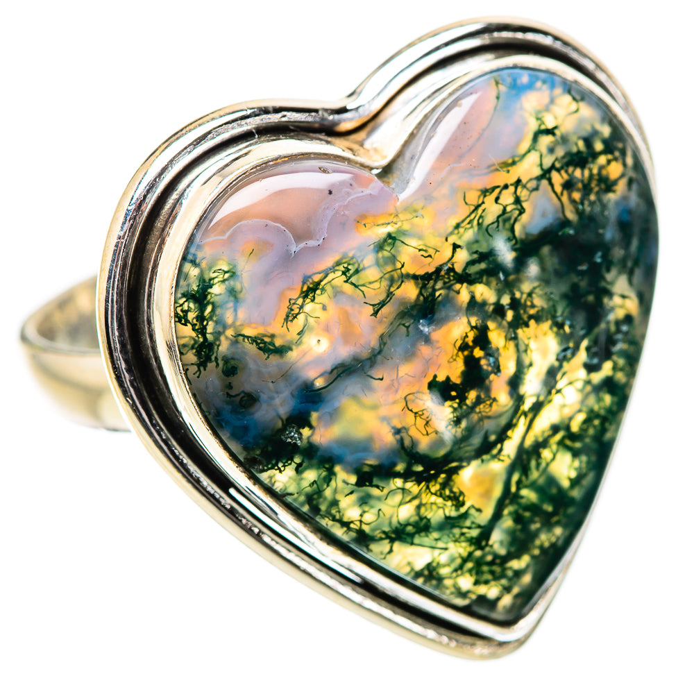 Large Green Moss Agate Ring Size 10 (925 Sterling Silver) RING135353