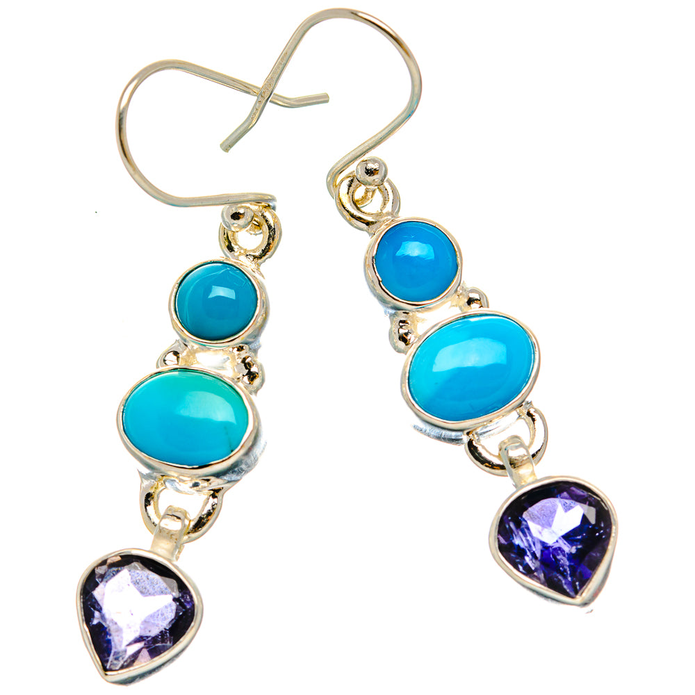 Ana Silver Co Sleeping Beauty Turquoise, Tanzanite Earrings 1 3/4" (925 Sterling Silver)