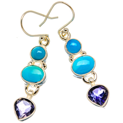 Ana Silver Co Sleeping Beauty Turquoise, Tanzanite Earrings 1 3/4" (925 Sterling Silver)