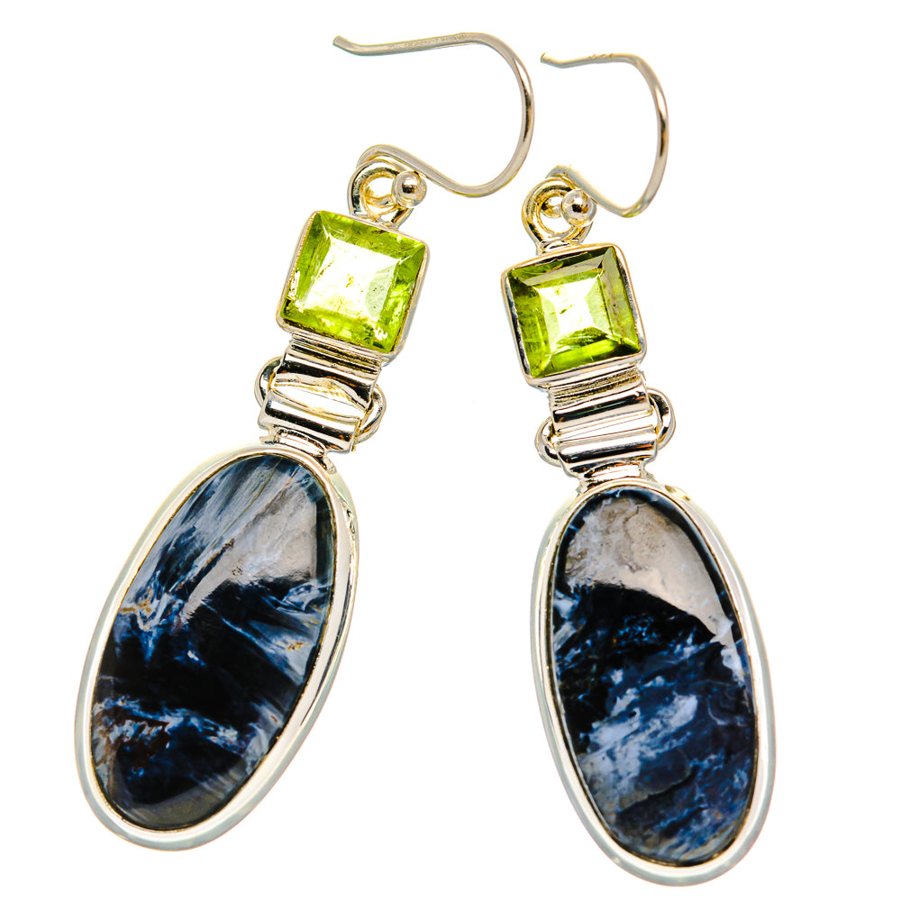 Ana Silver Co Pietersite, Peridot Earrings 2" (925 Sterling Silver)