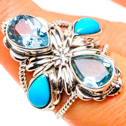 Large Blue Topaz, Sleeping Beauty Turquoise Ring Size 7.25 (925 Sterling Silver) RING135724