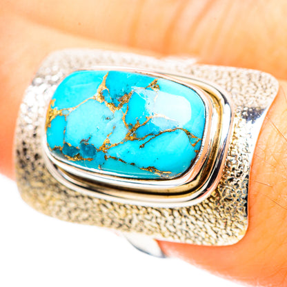Blue Copper Composite Turquoise Ring Size 8 (925 Sterling Silver) RING136770