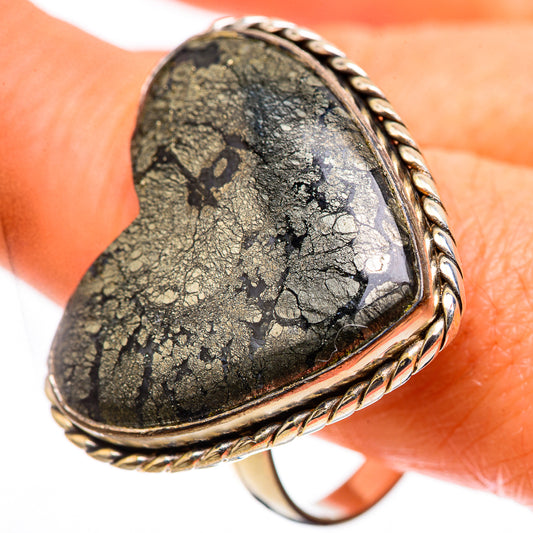 Large Pyrite In Black Onyx Ring Size 12.5 (925 Sterling Silver) RING136149