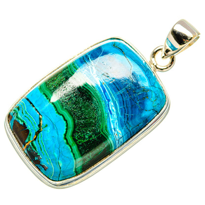 Malachite In Chrysocolla Pendant 1 5/8"  (925 Sterling Silver) PD36930