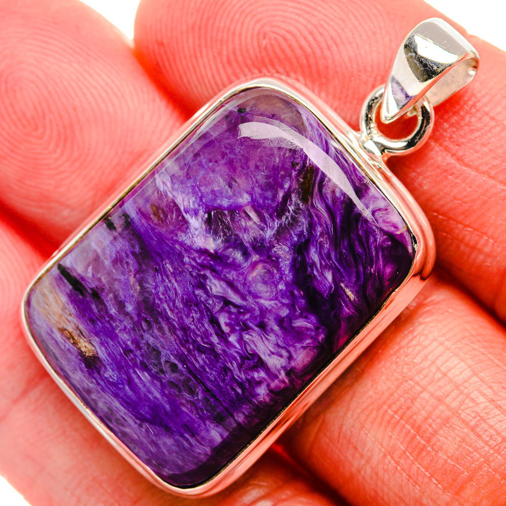 Charoite Pendant 1 5/8" (925 Sterling Silver) PD37403