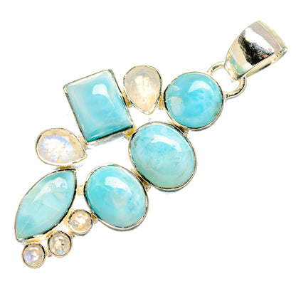 Larimar, Rainbow Moonstone Pendant 2" (925 Sterling Silver) PD36310