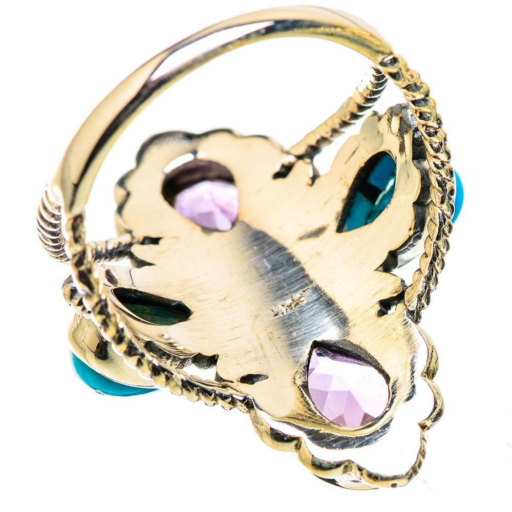 Ana Silver Co Large Faceted Amethyst, Sleeping Beauty Turquoise Ring Size 9 (925 Sterling Silver)