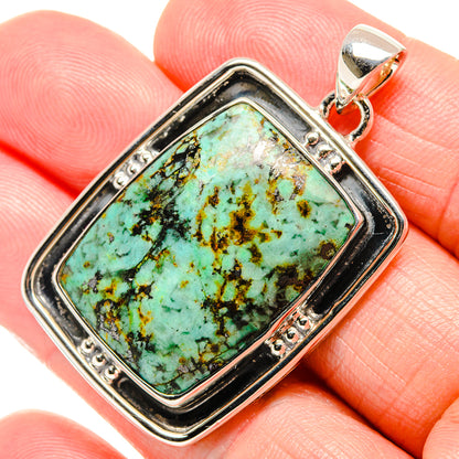 African Turquoise Jasper Pendant 1 3/4" (925 Sterling Silver) PD36350