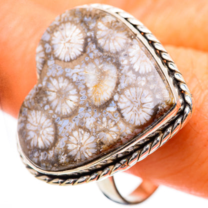 Large Fossil Coral Ring Size 12 (925 Sterling Silver) RING135981