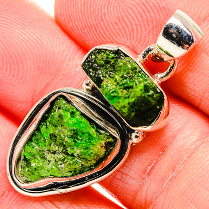 Rough Chrome Diopside Pendant 1 1/2" (925 Sterling Silver) PD36815