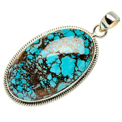 Tibetan Turquoise Pendant 2" (925 Sterling Silver) PD37021