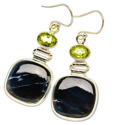 Ana Silver Co Pietersite, Peridot Earrings 1 3/4" (925 Sterling Silver)
