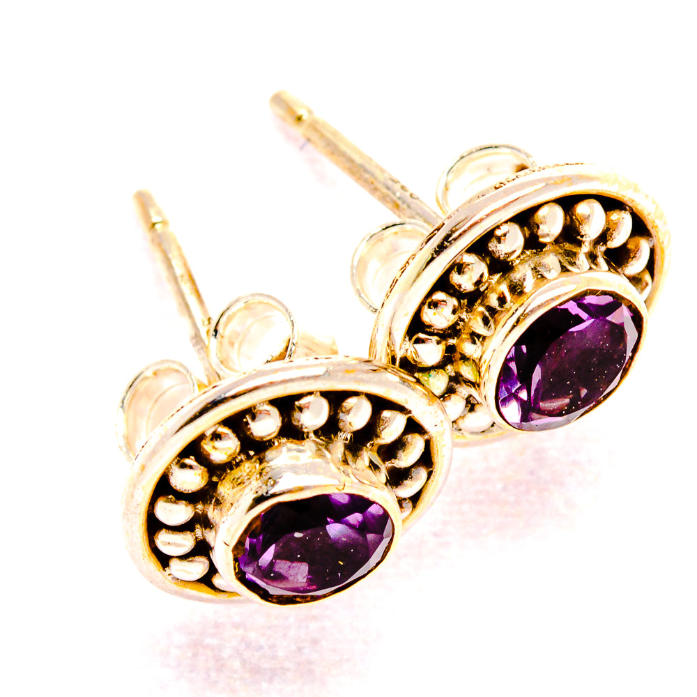 Faceted Amethyst Earrings 3/8" (925 Sterling Silver) EARR431819