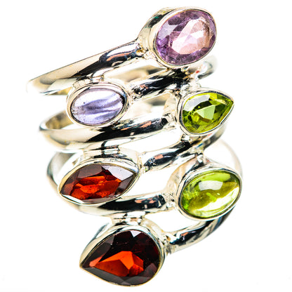 Large Garnet, Peridot, Tanzanite, Amethyst Ring Size 8 (925 Sterling Silver) RING136071