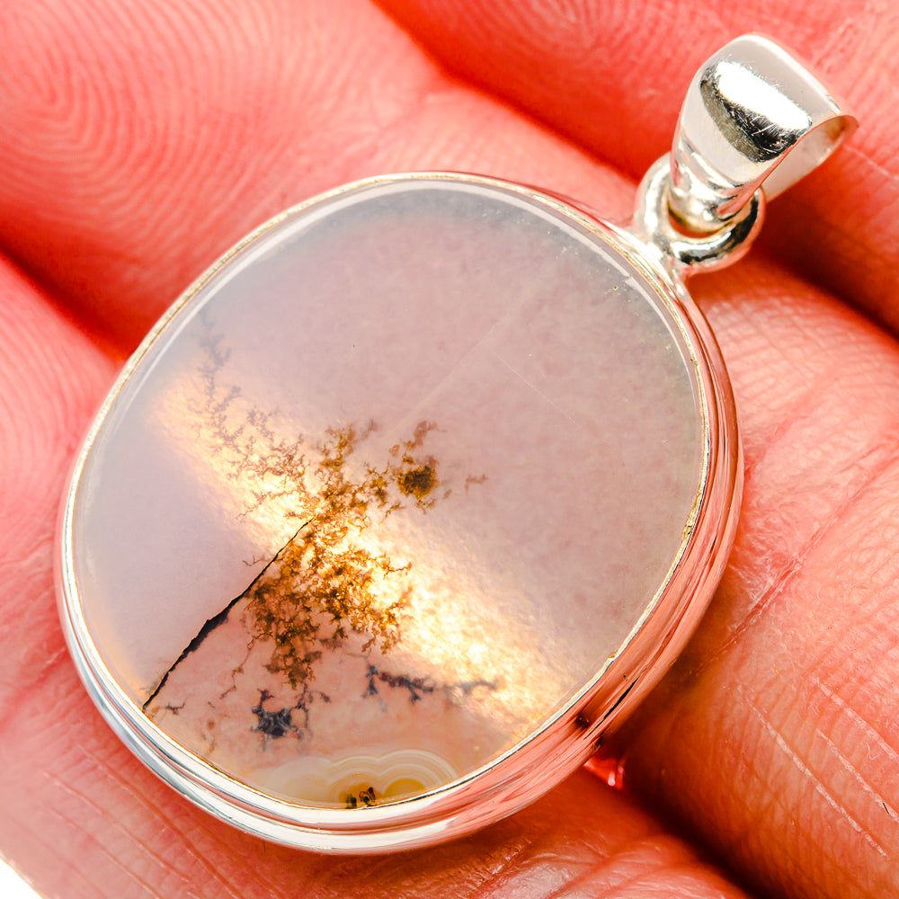 Scenic Dendritic Agate Pendant 1 1/2" (925 Sterling Silver) PD37351