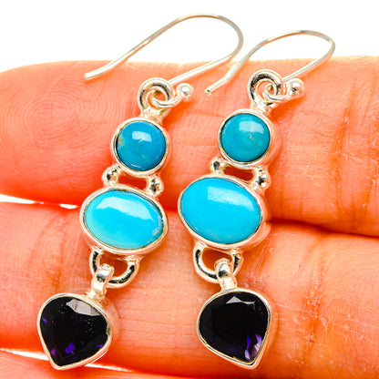 Ana Silver Co Sleeping Beauty Turquoise, Tanzanite Earrings 1 3/4" (925 Sterling Silver)