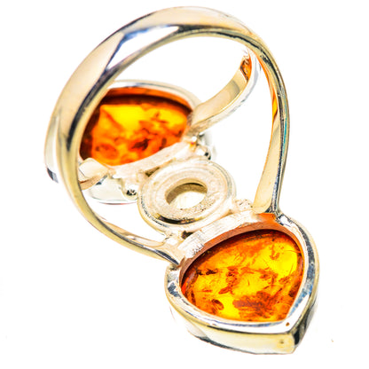 Large Baltic Amber, Rainbow Moonstone Ring Size 7.25 (925 Sterling Silver) RING135358