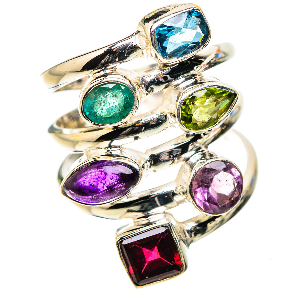 Ana Silver Co Garnet, Amethyst, Peridot, Blue Topaz, Emerald Ring Size 7 (925 Sterling Silver)