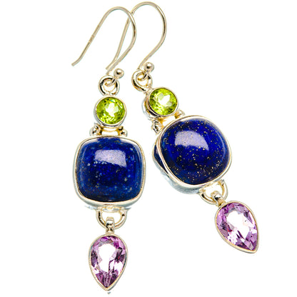 Lapis Lazuli, Amethyst, Peridot 925 Sterling Silver Earrings 1 7/8" E431825