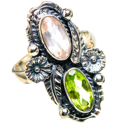 Rose Quartz, Peridot 925 Sterling Silver Ring Size 8 (925 Sterling Silver) RING137683