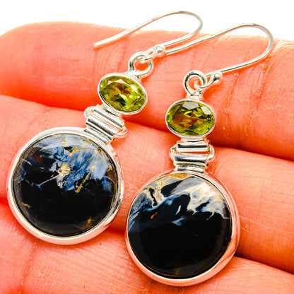 Pietersite, Peridot Earrings 1 3/4"  (925 Sterling Silver) EARR431648